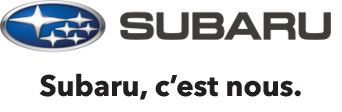 Logo de Subaru avec du texte écrit: Subaru confiance et évolution